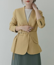 KBF+ | KBF+ デザインベルトノーカラージャケット∴(ノーカラージャケット)