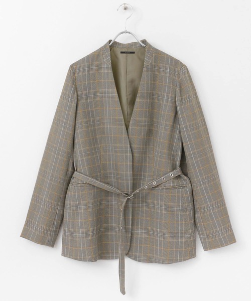 KBF+（ケービーエフプラス）の「KBF+　デザインベルトノーカラージャケット∴（ノーカラージャケット・レディース・ベージュ・ONE）」の19枚目の写真