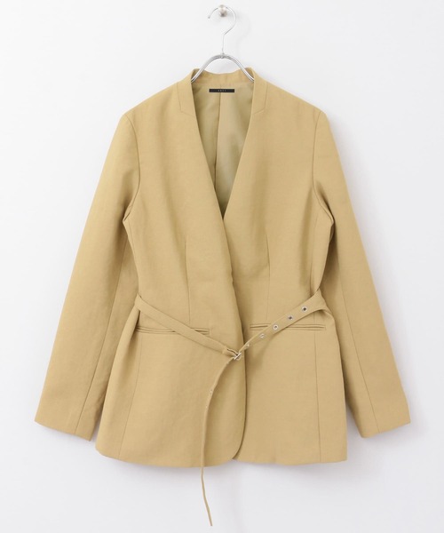 KBF+（ケービーエフプラス）の「KBF+　デザインベルトノーカラージャケット∴（ノーカラージャケット・レディース・ベージュ・ONE）」の16枚目の写真