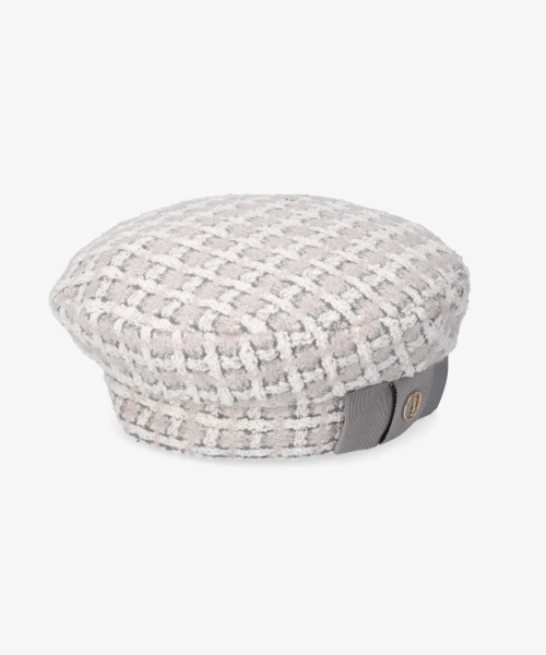 Chapeau d' O（シャポードオー）の「Chapeau d' O  Fancy Tweed Beret（ハンチング/ベレー帽・レディース・グレー/ブラック/ネイビー・M/57.5cm）」の4枚目の写真