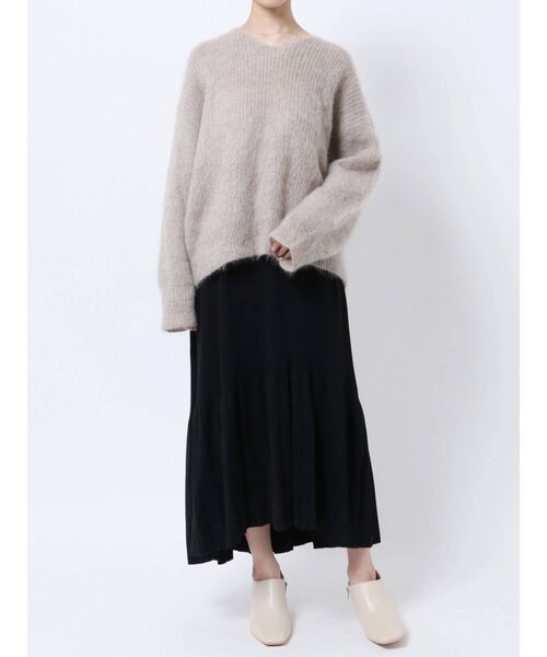 ELENDEEK（エレンディーク）の「リブ&プリーツニットスカート（スカート・レディース・ブラック/パープル/オフホワイト/ブルー・FREE）」の12枚目の写真