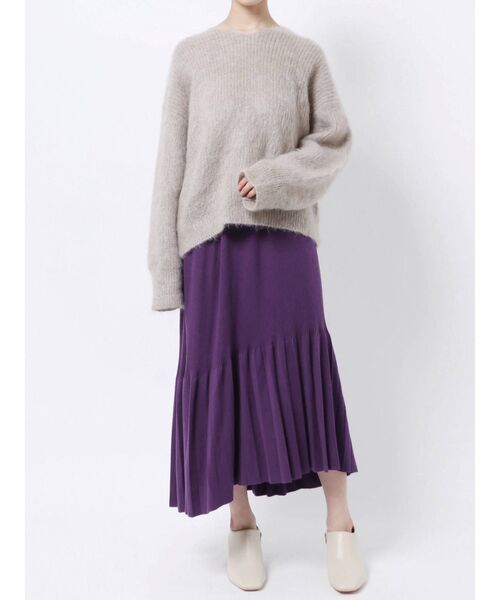 ELENDEEK（エレンディーク）の「リブ&プリーツニットスカート（スカート・レディース・ブラック/パープル/オフホワイト/ブルー・FREE）」の14枚目の写真