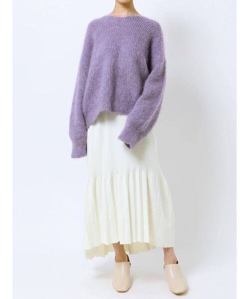 ELENDEEK（エレンディーク）の「リブ&プリーツニットスカート（スカート・レディース・ブラック/パープル/オフホワイト/ブルー・FREE）」の22枚目の写真