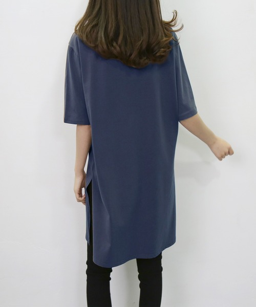 Felt-Maglietta(フェルトマリエッタ)の「サイドスリットルーズカットソー半袖(Tシャツ/カットソー・レディース・ブラック/ダークグレー/モカ/グリーン/ホワイト/ネイビー・FREE/X-LARGE/XX-LARGE)」の16枚目の写真