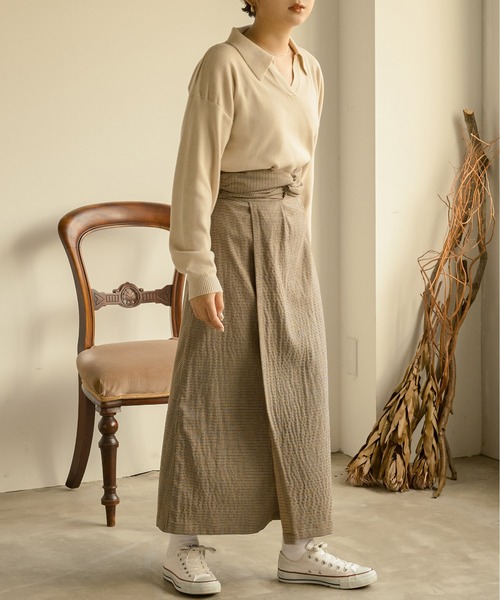 Ambre Neige（アンブルネージュ）の「ポロニット／【WEB/EC限定商品】（ニット/セーター・レディース・アイボリー/ダークブラウン・FREE）」の6枚目の写真