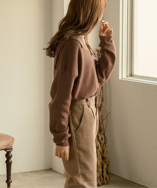 Ambre Neige（アンブルネージュ）の「ポロニット／【WEB/EC限定商品】（ニット/セーター・レディース・アイボリー/ダークブラウン・FREE）」の12枚目の写真