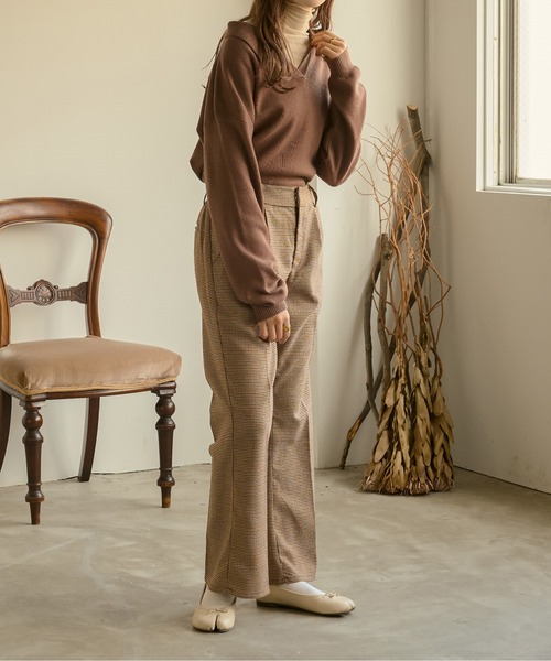 Ambre Neige（アンブルネージュ）の「ポロニット／【WEB/EC限定商品】（ニット/セーター・レディース・アイボリー/ダークブラウン・FREE）」の7枚目の写真