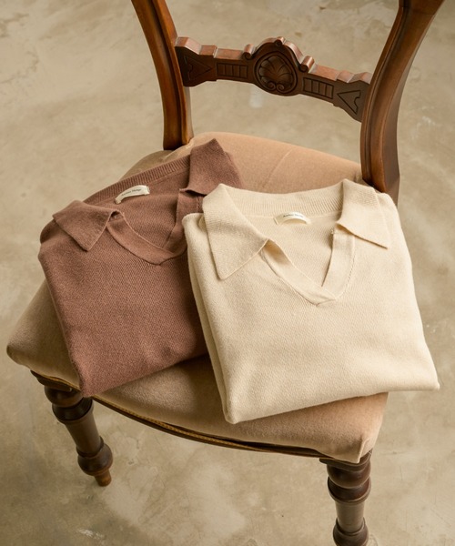 Ambre Neige（アンブルネージュ）の「ポロニット／【WEB/EC限定商品】（ニット/セーター・レディース・アイボリー/ダークブラウン・FREE）」の11枚目の写真