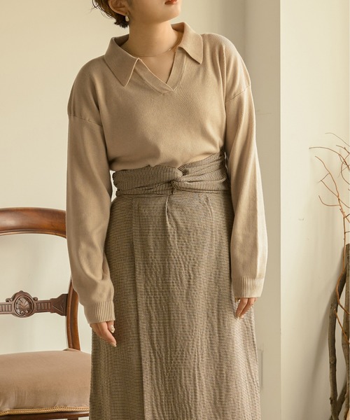 Ambre Neige（アンブルネージュ）の「ポロニット／【WEB/EC限定商品】（ニット/セーター・レディース・アイボリー/ダークブラウン・FREE）」の19枚目の写真