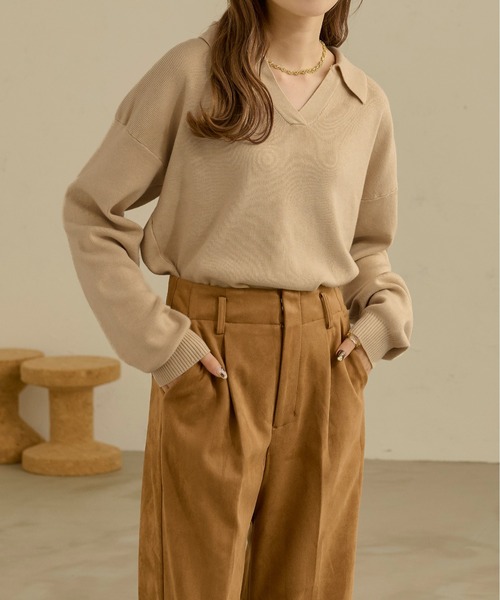 Ambre Neige（アンブルネージュ）の「ポロニット／【WEB/EC限定商品】（ニット/セーター・レディース・アイボリー/ダークブラウン・FREE）」の22枚目の写真