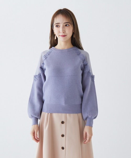 BE RADIANCE(ビーラディエンス)の「フラワーレース切替ニットトップス(ニット/セーター・レディース・ラベンダー/オフホワイト/ブルー・FREE)」の18枚目の写真