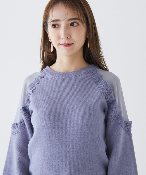 BE RADIANCE(ビーラディエンス)の「フラワーレース切替ニットトップス(ニット/セーター・レディース・ラベンダー/オフホワイト/ブルー・FREE)」の21枚目の写真