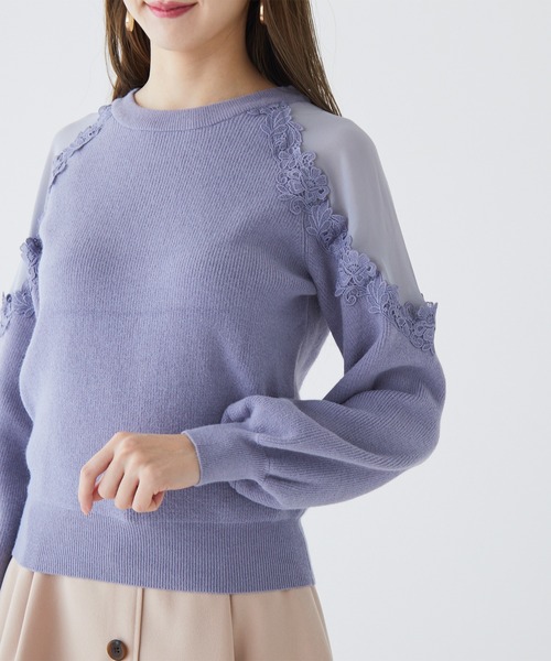 BE RADIANCE(ビーラディエンス)の「フラワーレース切替ニットトップス(ニット/セーター・レディース・ラベンダー/オフホワイト/ブルー・FREE)」の22枚目の写真