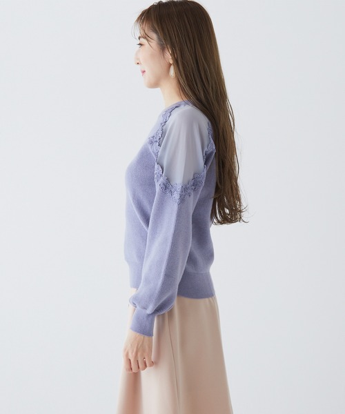 BE RADIANCE(ビーラディエンス)の「フラワーレース切替ニットトップス(ニット/セーター・レディース・ラベンダー/オフホワイト/ブルー・FREE)」の19枚目の写真