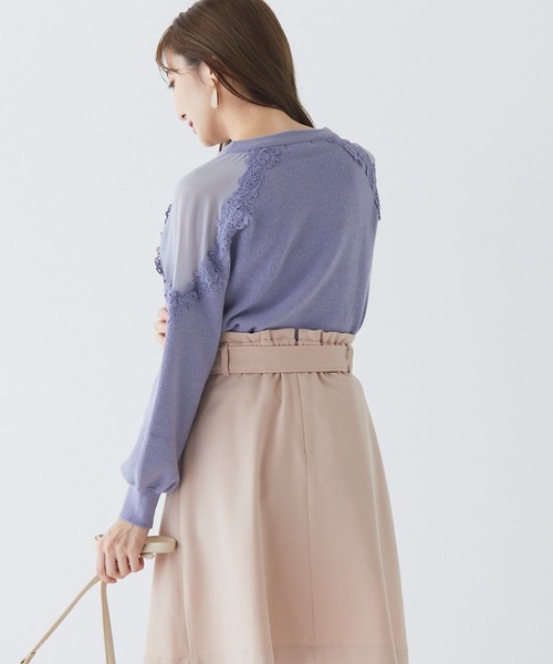 BE RADIANCE(ビーラディエンス)の「フラワーレース切替ニットトップス(ニット/セーター・レディース・ラベンダー/オフホワイト/ブルー・FREE)」の15枚目の写真