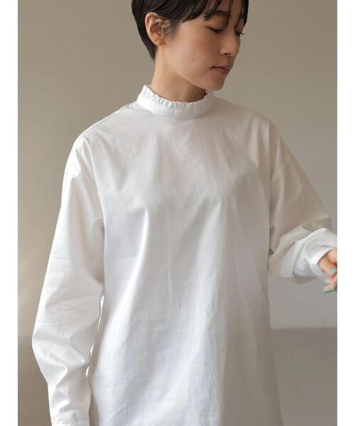 AMERICAN HOLIC（アメリカンホリック）の「ハイネック衿フリルブラウス（シャツ/ブラウス・レディース・ブラック/オフホワイト/サックスブルー/ストライプ・M/L）」の9枚目の写真