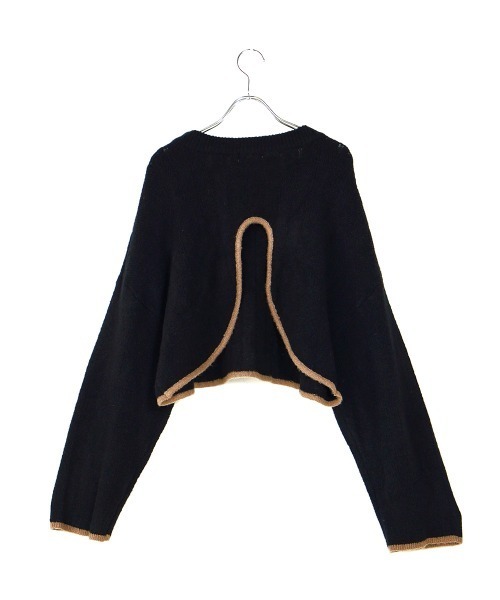 Bab(バブ)の「【WEB限定】バックラウンドバイカラーショートニット(ニット/セーター・レディース・ブラック/アイボリー/ラベンダー・FREE)」の13枚目の写真