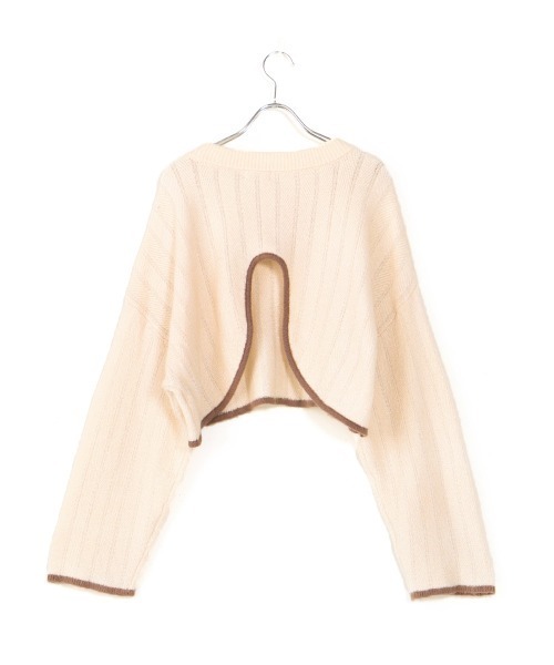 Bab(バブ)の「【WEB限定】バックラウンドバイカラーショートニット(ニット/セーター・レディース・ブラック/アイボリー/ラベンダー・FREE)」の19枚目の写真