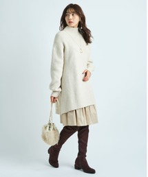 JUSGLITTY ミニワンピレイヤードニットセット モカ M