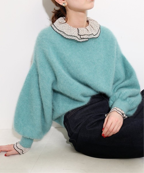 IENA LA BOUCLE（イエナラブークル）の「IENA LA BOUCLE Raccoon/Nyファーニットプルオーバー◆（ニット/セーター・レディース・ホワイト/ブラック/グレー/グリーン/ブルー・FREE）」の5枚目の写真