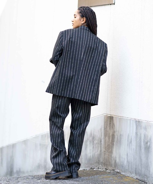 X-girl（エックスガール）の「BARBED WIRE PINSTRIPE PANTS（その他パンツ・レディース・ライトブルー/ブラック・S/M/XS）」の7枚目の写真