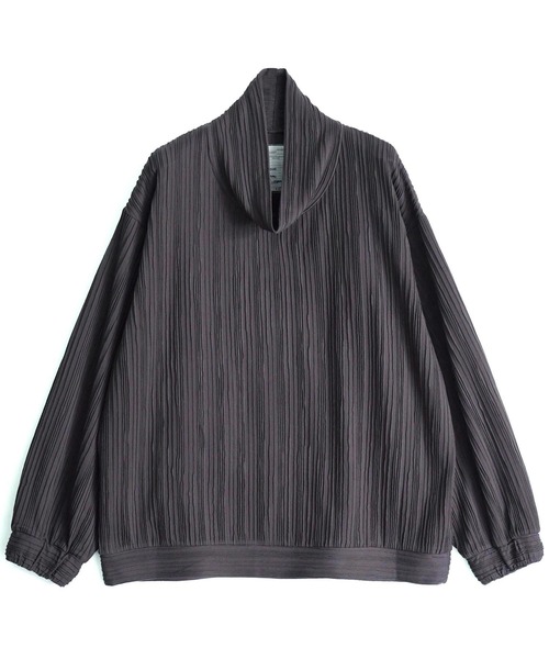 SHAREEF（シャリーフ）の「RIPPLE STRIPE HIGH-NECK L/S（Tシャツ/カットソー・メンズ・ブラック/ホワイト系その他/チャコール・1/2/3）」の3枚目の写真