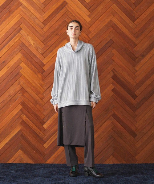SHAREEF（シャリーフ）の「RIPPLE STRIPE HIGH-NECK L/S（Tシャツ/カットソー・メンズ・ブラック/ホワイト系その他/チャコール・1/2/3）」の10枚目の写真