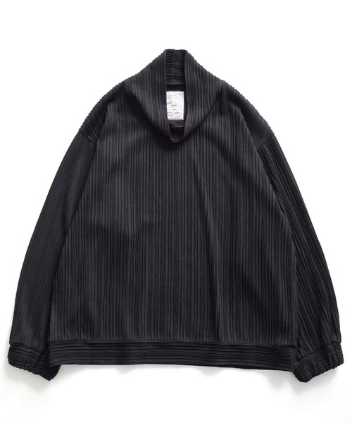 SHAREEF（シャリーフ）の「RIPPLE STRIPE HIGH-NECK L/S（Tシャツ/カットソー・メンズ・ブラック/ホワイト系その他/チャコール・1/2/3）」の9枚目の写真