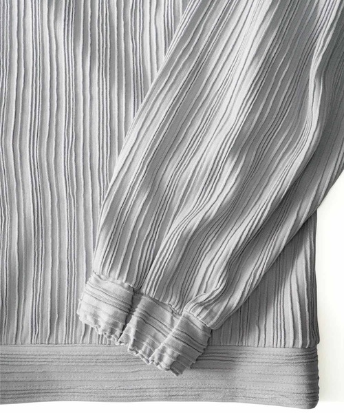 SHAREEF（シャリーフ）の「RIPPLE STRIPE HIGH-NECK L/S（Tシャツ/カットソー・メンズ・ブラック/ホワイト系その他/チャコール・1/2/3）」の12枚目の写真
