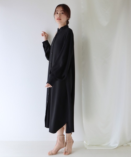 BLUEEAST（ブルーイースト）の「ボリュームスリーブシャツワンピース（シャツワンピース・レディース・アイボリー/ブラック/ブルー・MEDIUM）」の3枚目の写真