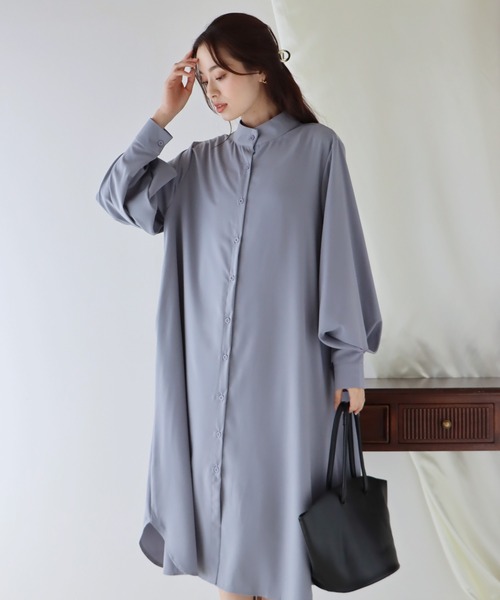 BLUEEAST（ブルーイースト）の「ボリュームスリーブシャツワンピース（シャツワンピース・レディース・アイボリー/ブラック/ブルー・MEDIUM）」の6枚目の写真