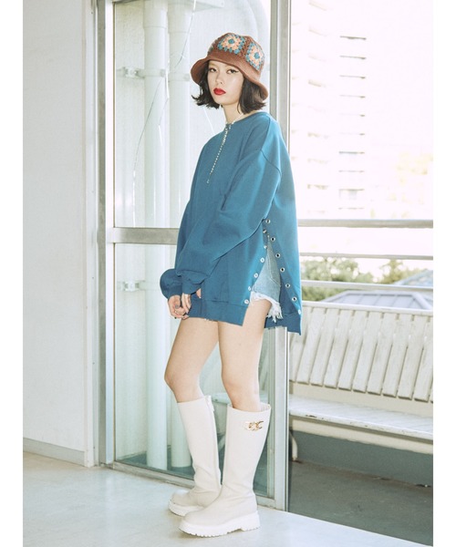 jouetie（ジュエティ）の「2WAYレースアッププルオーバー（スウェット・レディース・ブラック/レッド/ピンク/ブルー/アイボリー・MEDIUM）」の21枚目の写真