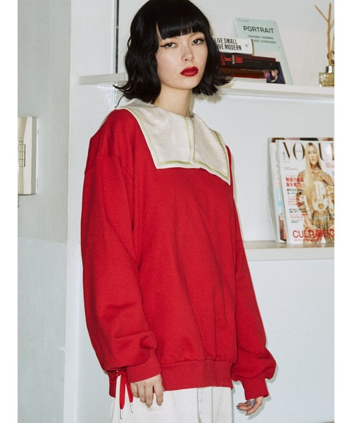 jouetie（ジュエティ）の「2WAYレースアッププルオーバー（スウェット・レディース・ブラック/レッド/ピンク/ブルー/アイボリー・MEDIUM）」の14枚目の写真