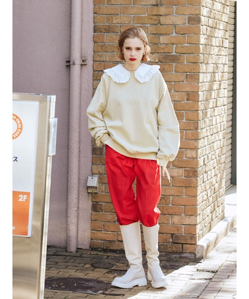 jouetie（ジュエティ）の「2WAYレースアッププルオーバー（スウェット・レディース・ブラック/レッド/ピンク/ブルー/アイボリー・MEDIUM）」の9枚目の写真