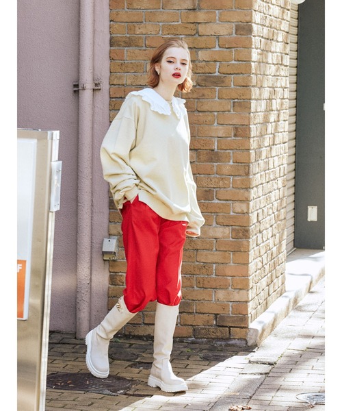 jouetie（ジュエティ）の「2WAYレースアッププルオーバー（スウェット・レディース・ブラック/レッド/ピンク/ブルー/アイボリー・MEDIUM）」の8枚目の写真