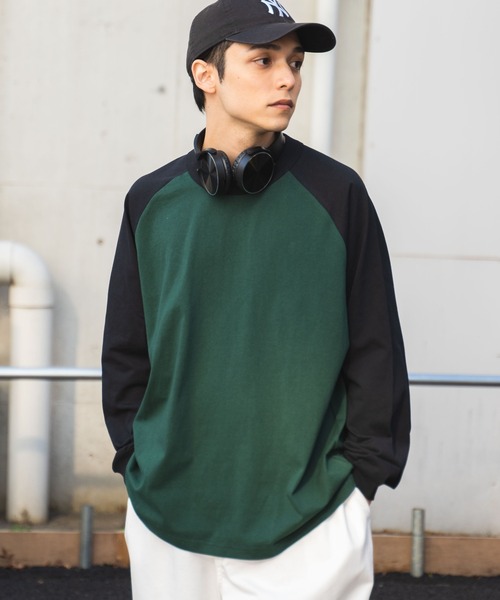 WEGO（ウィゴー）の「WEGO/ラグランBIGロンT（Tシャツ/カットソー・メンズ・オレンジ/ブラック/ダークグリーン/グリーン/パープル/ブラック系その他・MEDIUM/LARGE）」の3枚目の写真