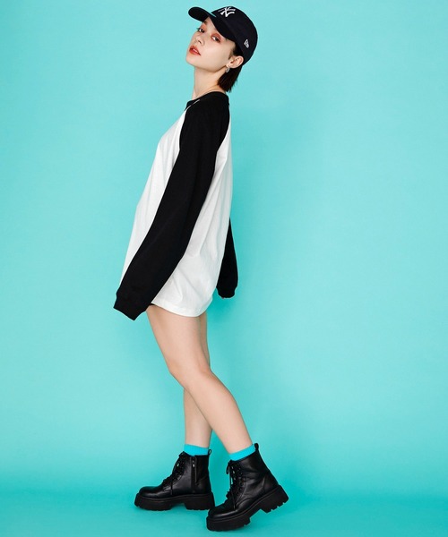 WEGO（ウィゴー）の「WEGO/ラグランBIGロンT（Tシャツ/カットソー・メンズ・オレンジ/ブラック/ダークグリーン/グリーン/パープル/ブラック系その他・MEDIUM/LARGE）」の10枚目の写真