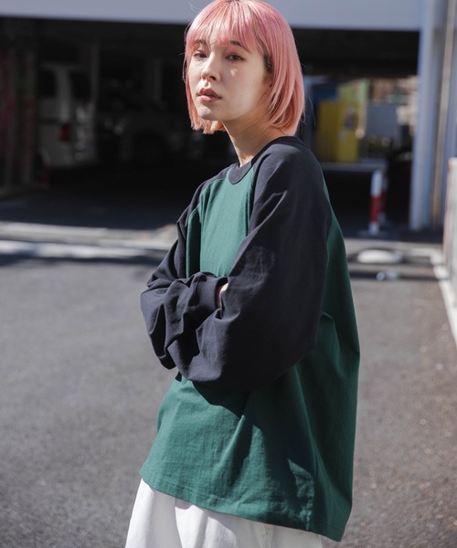 WEGO（ウィゴー）の「WEGO/ラグランBIGロンT（Tシャツ/カットソー・メンズ・オレンジ/ブラック/ダークグリーン/グリーン/パープル/ブラック系その他・MEDIUM/LARGE）」の12枚目の写真