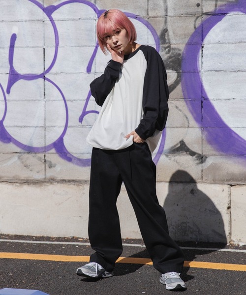 WEGO（ウィゴー）の「WEGO/ラグランBIGロンT（Tシャツ/カットソー・メンズ・オレンジ/ブラック/ダークグリーン/グリーン/パープル/ブラック系その他・MEDIUM/LARGE）」の20枚目の写真