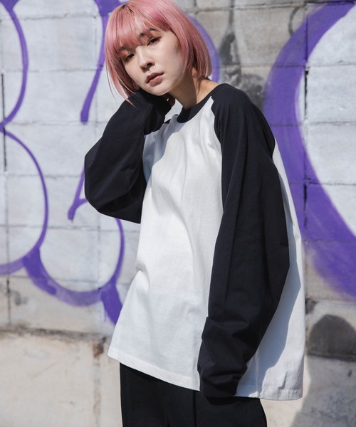 WEGO（ウィゴー）の「WEGO/ラグランBIGロンT（Tシャツ/カットソー・メンズ・オレンジ/ブラック/ダークグリーン/グリーン/パープル/ブラック系その他・MEDIUM/LARGE）」の21枚目の写真