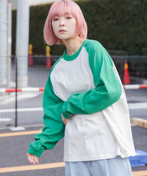 WEGO（ウィゴー）の「WEGO/ラグランBIGロンT（Tシャツ/カットソー・メンズ・オレンジ/ブラック/ダークグリーン/グリーン/パープル/ブラック系その他・MEDIUM/LARGE）」の14枚目の写真