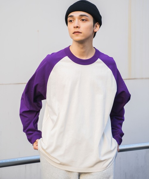 WEGO（ウィゴー）の「WEGO/ラグランBIGロンT（Tシャツ/カットソー・メンズ・オレンジ/ブラック/ダークグリーン/グリーン/パープル/ブラック系その他・MEDIUM/LARGE）」の15枚目の写真