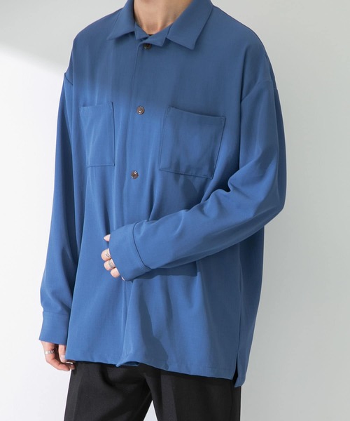 SENSE OF PLACE by URBAN RESEARCH(センスオブプレイスバイアーバンリサーチ)の「『セットアップ対応』 カラールーズオープンカラーシャツ(シャツ/ブラウス・メンズ・ブラック/チャコールグレー/ライトベージュ/ライトブルー/ネイビー/ホワイト/ブルー/ライトカーキ・MEDIUM/LARGE)」の8枚目の写真