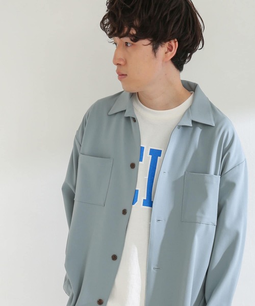 SENSE OF PLACE by URBAN RESEARCH(センスオブプレイスバイアーバンリサーチ)の「『セットアップ対応』 カラールーズオープンカラーシャツ(シャツ/ブラウス・メンズ・ブラック/チャコールグレー/ライトベージュ/ライトブルー/ネイビー/ホワイト/ブルー/ライトカーキ・MEDIUM/LARGE)」の12枚目の写真