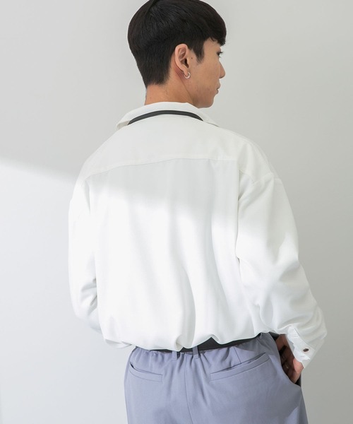 SENSE OF PLACE by URBAN RESEARCH(センスオブプレイスバイアーバンリサーチ)の「『セットアップ対応』 カラールーズオープンカラーシャツ(シャツ/ブラウス・メンズ・ブラック/チャコールグレー/ライトベージュ/ライトブルー/ネイビー/ホワイト/ブルー/ライトカーキ・MEDIUM/LARGE)」の19枚目の写真