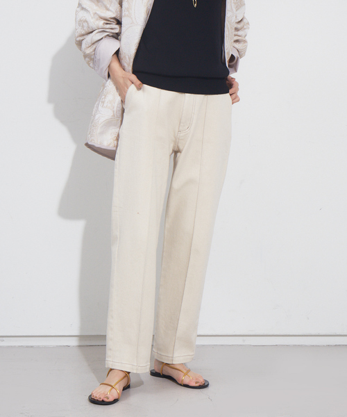 NOMINE（ノミネ）の「ピンタックデニムパンツ（デニムパンツ・レディース・ベージュ/インディゴブルー/アイボリー・X-SMALL/S/M）」の2枚目の写真