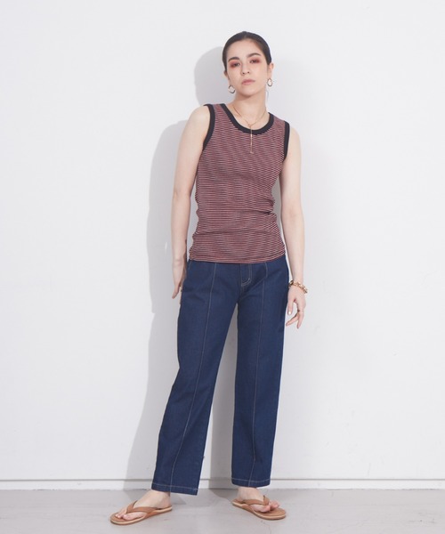 NOMINE（ノミネ）の「ピンタックデニムパンツ（デニムパンツ・レディース・ベージュ/インディゴブルー/アイボリー・X-SMALL/S/M）」の7枚目の写真