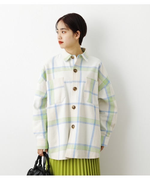 RODEO CROWNS WIDE BOWL（ロデオクラウンズワイドボウル）の「ビッグチェックCPOジャケット（シャツ/ブラウス・レディース・ホワイト系その他/ブルー系その他2/ベージュ系その他・FREE）」の2枚目の写真