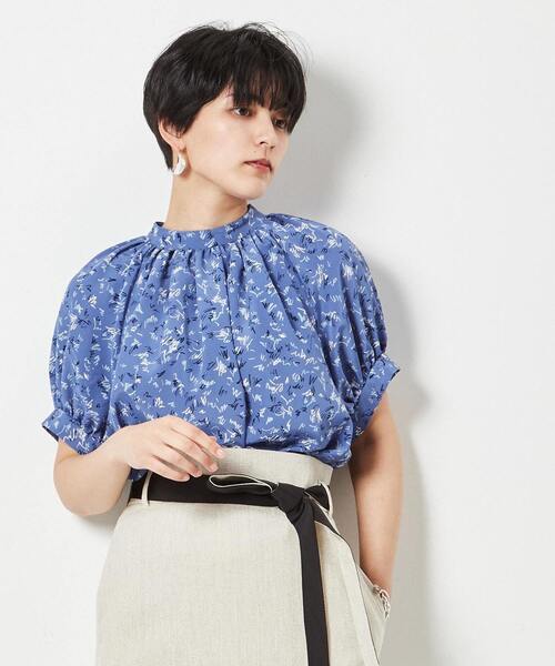 Liesse（リエス）の「レタードプリントギャザーブラウス（シャツ/ブラウス・レディース・ネイビー/ブルー・FREE）」の2枚目の写真