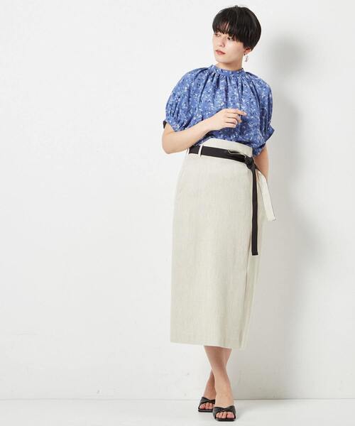 Liesse（リエス）の「レタードプリントギャザーブラウス（シャツ/ブラウス・レディース・ネイビー/ブルー・FREE）」の4枚目の写真